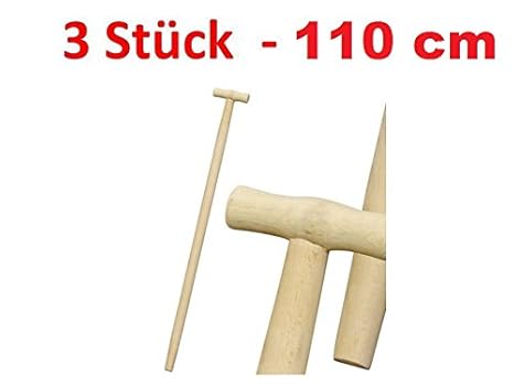 3 x Spatenstiel Grabegabel Spatengabel Stiel Holzstiel T Griff 110cm Set Ø 36 BUCHE