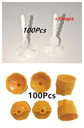ASIBT 100pcs Spacer Flooring Level Tile Leveling Spacer Set System Construction (+ Straps with Caps)