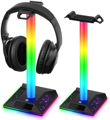 Wholesale PIWIJOY EB05 RGB Gaming Headset Stand With 2 USB Ports, Headphone Holder With 10 Light Modes For Gamers Pc Earphone Accessories Black Sku680902730a - View #4