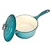 Zelancio 2 Quart Cast Iron Enamel Sauce Pan Pot Covered Sauce Pot (Aqua Blue)