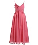 Fashion Plaza Girl's Spaghetti Straps A-line Chiffon Long Flower Girl Dress K0095