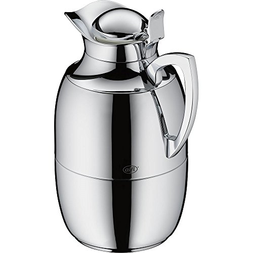 alfi Juwel Glass Vacuum Chrome Plated Brass Thermal Carafe for Hot and