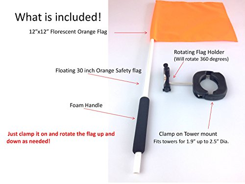 Flag-Buddy-Tower-Mounted-Rotating-Skier-Down-Flag-Holder-with-Free-Floating-Orange-Safety-Flag-Adjustable-Tool-Free-Clamping Flag-Buddy-Tower-Mounted-Rotating-Skier-Down-Flag-Holder-with-Free-Floating-Orange-Safety-Flag-Adjustable-Tool-Free-Clamping