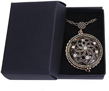 Yanvan Womens Vintage Necklace, Antique Bronze Magnifier Pendant Necklace Magnify Glass Reeding Decorative Monocle Necklace for Ladies Girls
