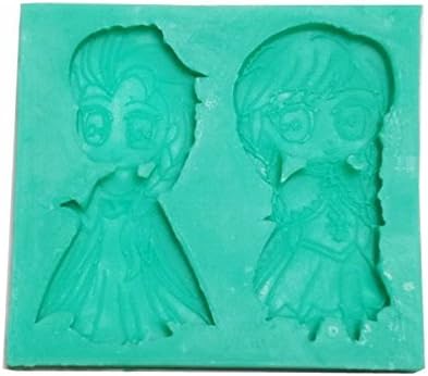 Frozen Sparkle Anna and Elsa Silicone Fondant Mold Chocolate Mold Candy Mold Cake Decorating Mold by Picture Yours Unique