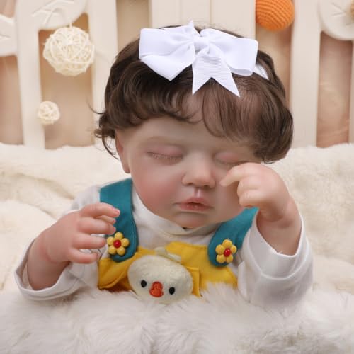 Bebê Reborn Boneca de Silicone Menina Realista 48cm Pode Dar Banho (Bebê Reborn Dormindo)