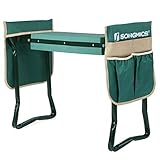 SONGMICS Folding Garden Kneeler, with Upgraded Thicken Kneeling Pad and 2 Upgraded Large Tool Pouches, 330lb Capacity, Gardening Gift UGGK50L