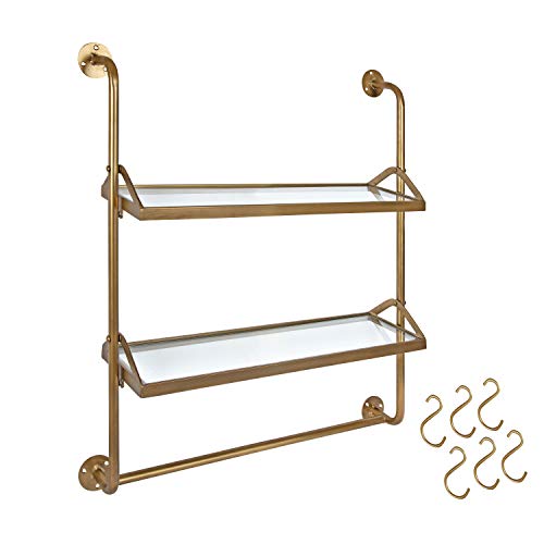 Kate and Laurel Marit Modern Industrial Wall Shelf with Metal Pipe