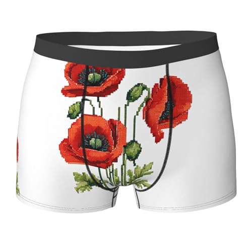 SYHEART Beautiful Poppy Flower Ink Print Men'S Boxer Briefs With Elastic Comfort Fit Design For All-Day Wear