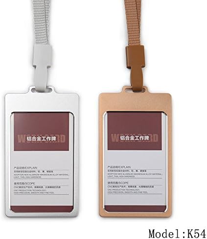 Metal material vertical name id badge card holder(silver)