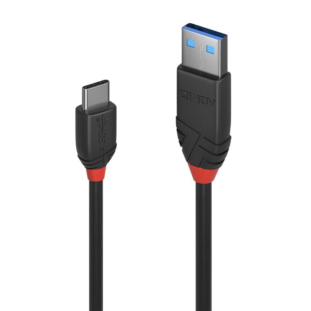 LINDY 36914 0.15 m USB 3.1 Type C to A Cable, Black Line