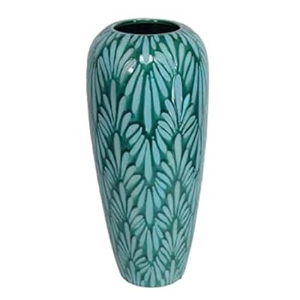 Teal Ceramic Modern Art Vase Large By Gisela Graham Amazon Co
