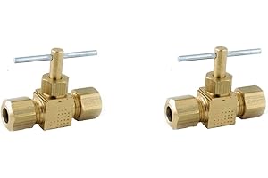 Anderson Metals 759106-04 1/4-Inch by 1/4-Inch Straight Needle Valve, Brass (Pack of 2)