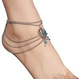 BeOne® Bohemia Hollow Tassel Barefoot Turquoise Anklet Arm Chain