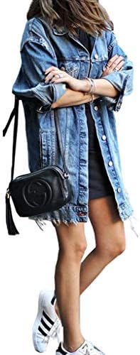Women's Denim Jacket Ripped Distressed Casual Long Sleeve Plus Size Coat