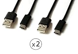 LightningKid USB Type C to USB 2.0 Type A Charge and Sync Connector Cable, 1M (2 Pack) - Black