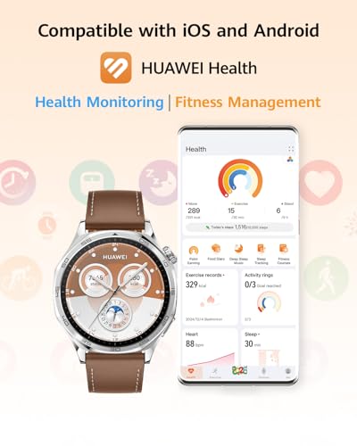 Huawei Watch GT 5 46mm Smartwatch (GPS), hasta 14 Días de BaterÍa, Nueva Experiencia de Carrera y Bicicleta, Sharp-Edged Design, Seguimiento de la Salud, Compatible con iOS y Android, Café