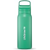 LifeStraw Go Series – Insulated Stainless Steel Water Filter Bottle for Travel and Everyday Use, Removes Bacteria, Parasites and Microplastics, Improves Taste, 24oz Cactus Green
