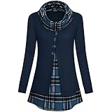 Askyes Women's Long Sleeve Tunic Top - Crew Neck Pleated Blouse For Leggings In Fall & Winter