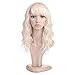MelodySusie Mid Length Curly Wavy Wig for Women, 17 inches Hair Replacements Wig with Bang, Synthetic Fiber, Natural as Human Hair, for Halloween Party Cosplay Costume, Wig Cap Included, Light Blonde