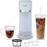 Mr. Coffee Iced Hot Single-Serve Coffee Maker with Reusable Tumbler and Nylon Filter - Light Gray