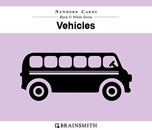 Brainsmith New-Born Baby Vehicles Cards, High-Contrast Black and White Picture Flash Card Set - Sight and Memory of Infants and Babies (0-6 Month)