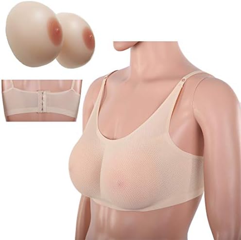 JiesenJX Silicone Breast Forms, Prosthesis Mastectomy Bra Inserts Pocket Bra 2-in-1 Drop shape Fake Breast Bras Prosthetic Set for Transgender individuals, Crossdressers, Cosplay