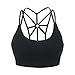 LYZ Women's Padded Sports Bra Criss Cross Back High Impact Strappy Yoga Bra Black Medium