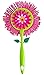 Vigar Flower Power Microfiber Duster with Comfortable Non-Slip Handle, Detachable Washable Duster Head, Green and Pink