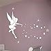 26pcs/Set Tinkerbell Fairy Wall Mirror Acrylic Mirrored Decorative Tinker Bell Wall Stickers Home Decoration (Silver)