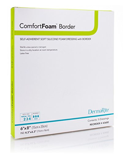 Dermarite Industries Comfortfoam Border Self-Adherent Soft Silicone Foam Dressing with Border, 6 Ounce