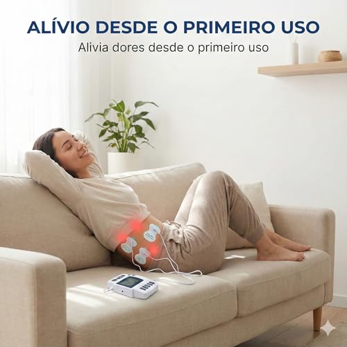 Aparelho Eletroestimulador TENS Portátil | 8 Modos Terapêuticos, Alívio de Dores Musculares, Fisioterapia em Casa, Seguro e Não Invasivo