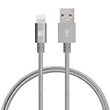 LAX Gadgets Extra Long, 2 in 1 Apple MFi Certified Nylon Lightning Cable  | 6 Ft Cord, Gray