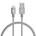 LAX Gadgets Extra Long, 2 in 1 Apple MFi Certified Nylon Lightning Cable  | 6 Ft Cord, Gray