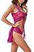 Plus Size Lingerie Babydoll Set for Women(3XL,Purple)
