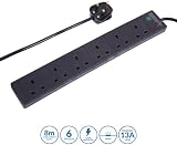 PRO ELEC PL12986 Surge Protected Extension Lead 6 Socket 8 Metre Black view 2