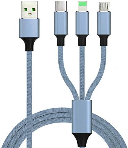 SVEUC 2Pack Multi Charging Cable Multi Charger Cable USB Multi Cable 3 in 1 Charging Cable 4ft/1.2m Nylon Braided 3-1 Charging Cable for Phones(Gray)