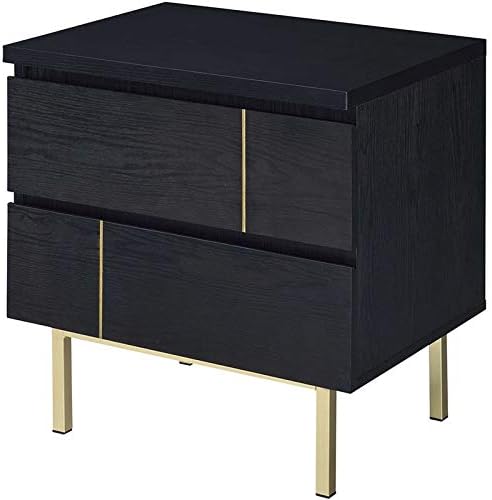 Acme Shadan 2 Drawer Nightstand in Black and Gold