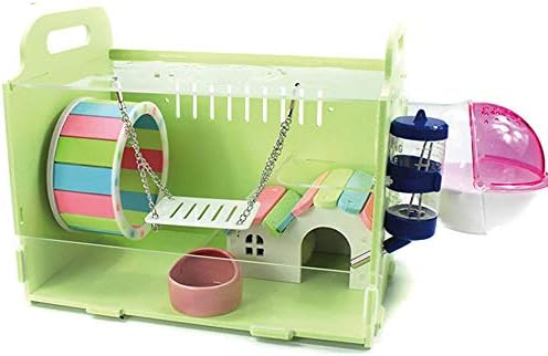 KIBUN Hamster Cage Small Type Cristal/Transparent Pet Guinea Pig Cottage Small Animal Habitat Luxurious House for Small Animal