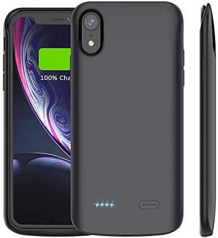 Vproof iPhone XR Battery Case, 6000mAh Rechargeable Charger Case Protective Charging Case External Battery Pack Portable Power Bank Cover Compatible Apple iPhone XR 6.1 Inch 2018 (Black)