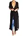 Begonia.K Women's Long Sleeve Chiffon Lightweight Maxi Sheer Duster Cardigan (Black, Small)