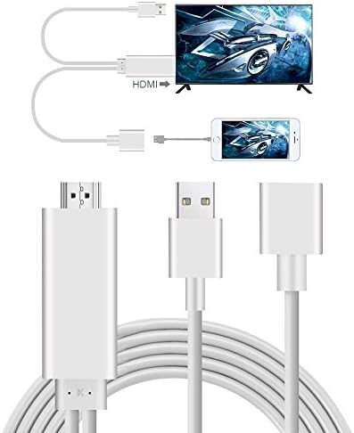 Cingk Lightning to HDMI Cable Adapter, Lightning MHL to HDMI Converter High-Speed 1080P HDTV Cable for iPhone, iPad, Samsung Smartphones -- Plug and Play
