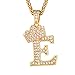 Richsteel Simulated Diamond Cubic Zirconia E Letter Pendant Necklace Men Women 18K Gold Plated Hip Hop Initial Name Jewelry