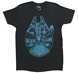 Star Wars Blue Glow in the Dark Falcon Mens Soft Black Hand Tee