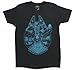 Star Wars Blue Glow in the Dark Falcon Mens Soft Black Hand Tee