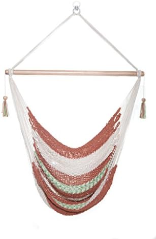 Handmade Hanging Rope Hammock Chair - 100% Handmade With Organic Cotton Swing Seat (Ninette)