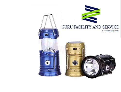 Guru Facility 6 + 1 LED Solar Emergency Light Lantern, USB Mobile Charging 2 Power Source Solar, Lithium Battery Travel Camping Lantern (Color Will Be As Per Stock)