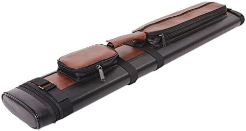 Lykos Leather 2x2 1/2 Billiard Stick Pool Hard Cue Tube Case Black & Brown Hole Pocket
