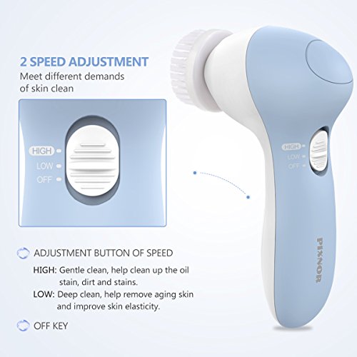 Facial Brush, PIXNOR [Newest 2020] 7 in 1 Electric Face Cleansing