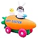 Holidayana 8 Foot Inflatable Easter Bunny Driving Carrot Car with Baby Chick in Egg Decoration, Includes Built-in Bulbs, Tie-Down Points, and Powerful Built-in Fan